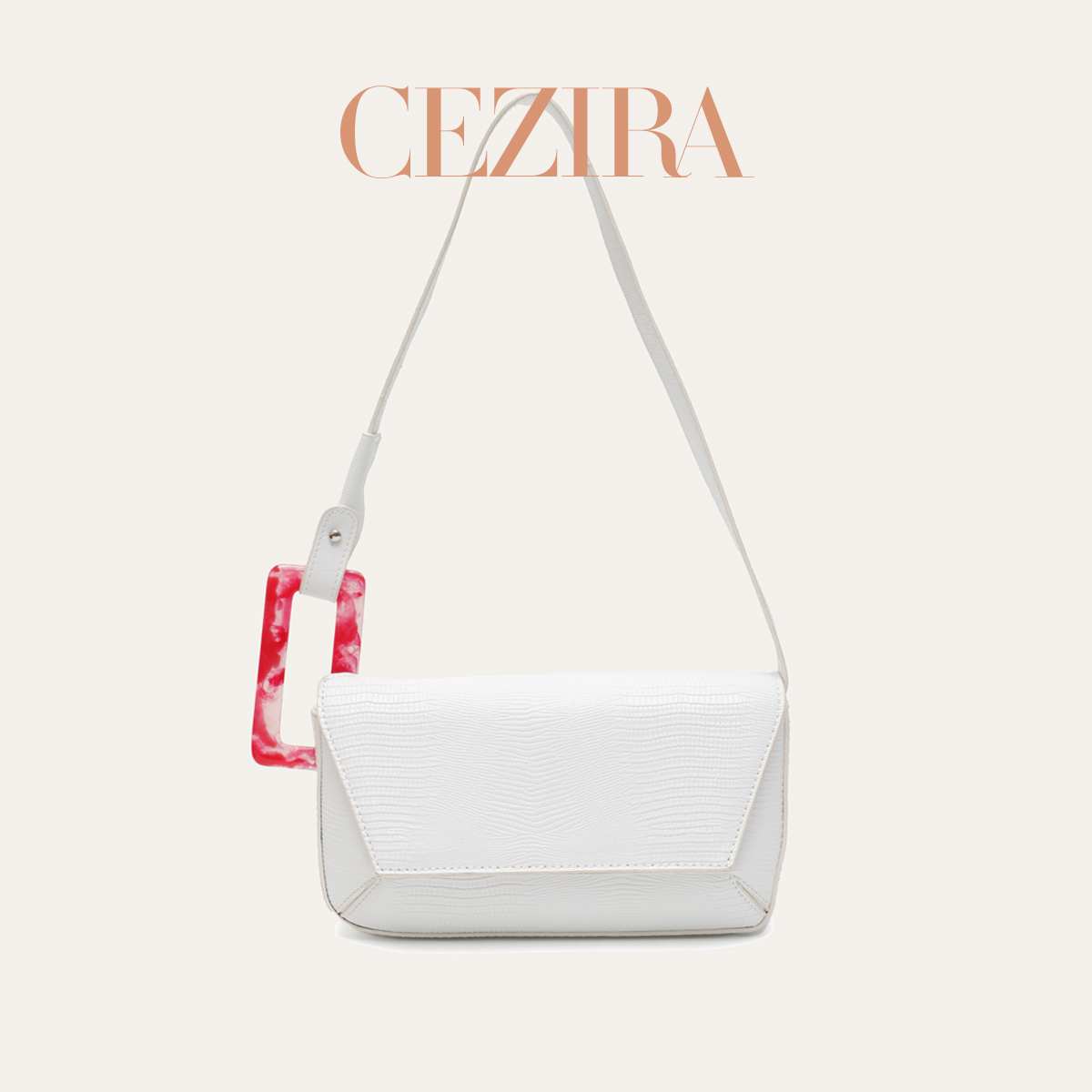 Luxury Bags Vegan Leather - CR Big Square Buckle Pleated Texture