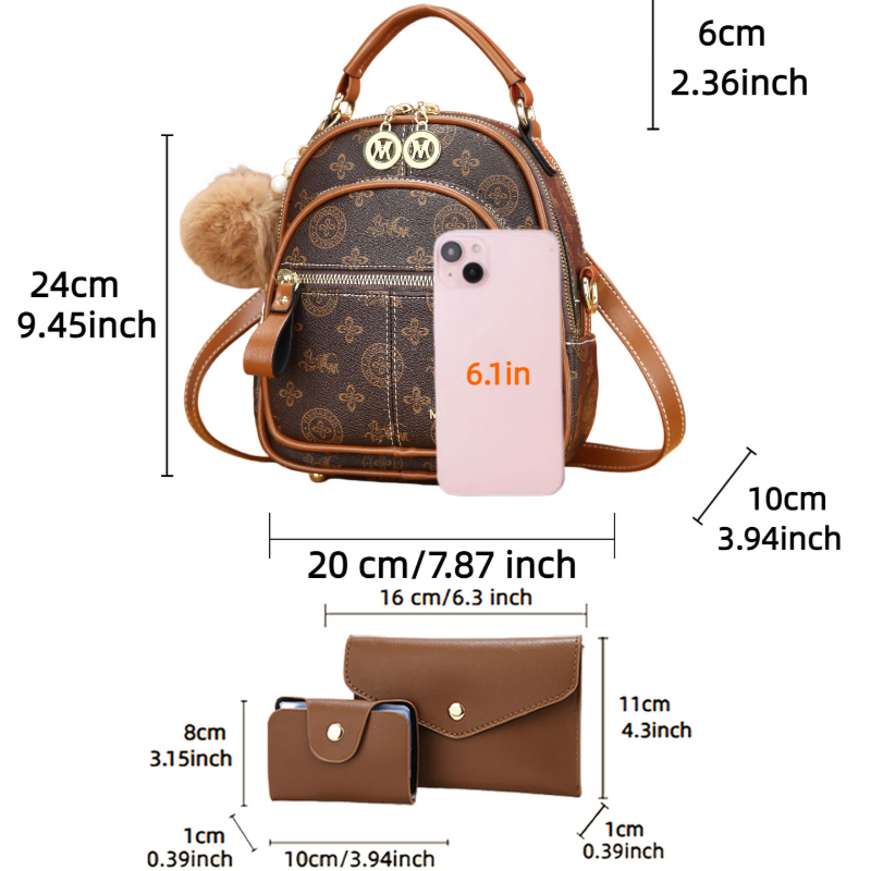 3-piece women's bag set, light - Luxury Zipper Bags recension och pris