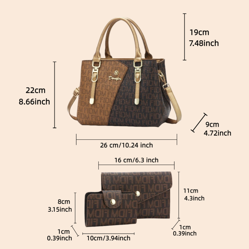 3-piece women's bag set, luxur - Luxury Zipper Bags recension och pris