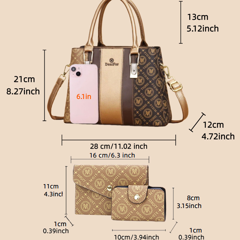 3-piece set of women's handbag - Luxury Zipper Bags recension och pris