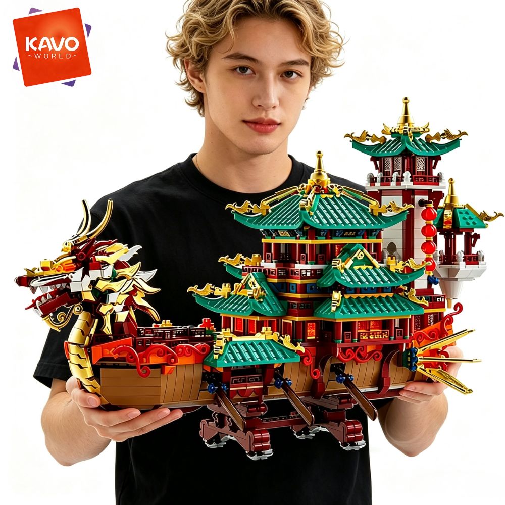 KAVOWORLD 2453pcs Dragon Boat  - Luxury Bags From China recension och pris