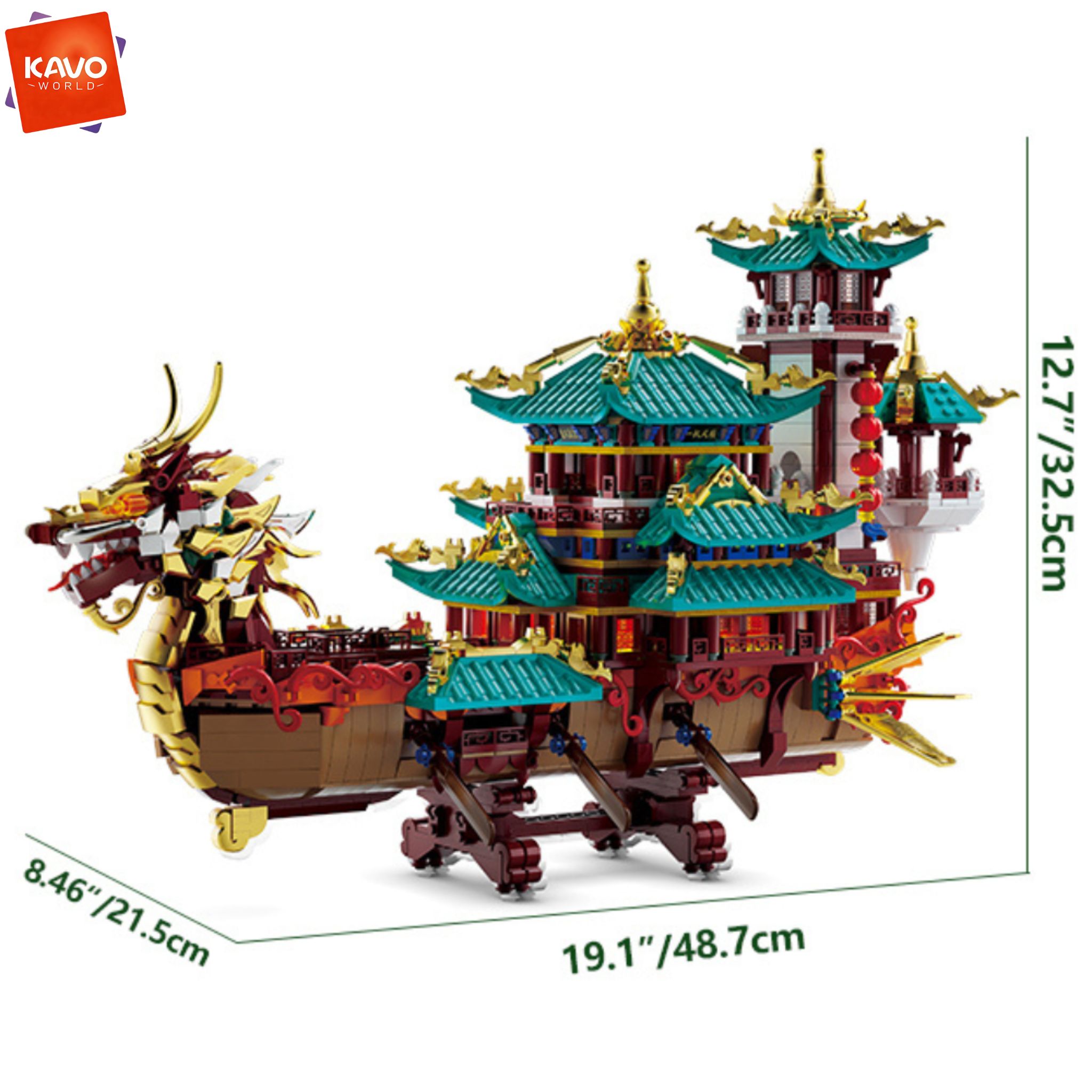 KAVOWORLD 2453pcs Dragon Boat  - Luxury Bags From China recension och pris