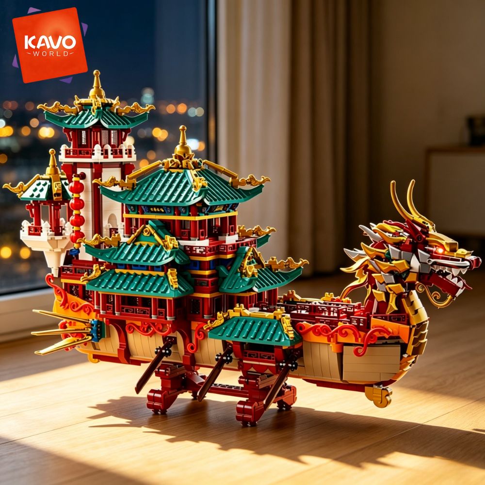 KAVOWORLD 2453pcs Dragon Boat  - Luxury Bags From China recension och pris
