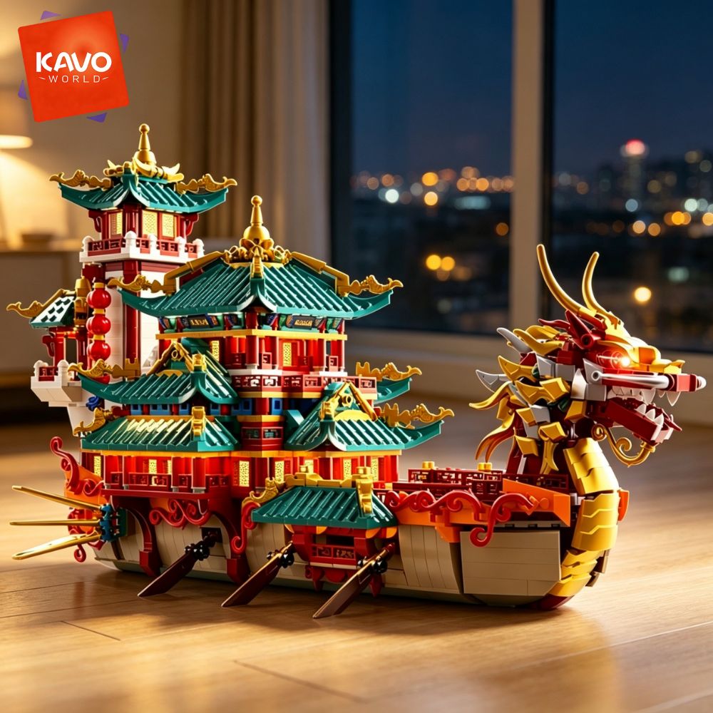 KAVOWORLD 2453pcs Dragon Boat  - Luxury Bags From China recension och pris
